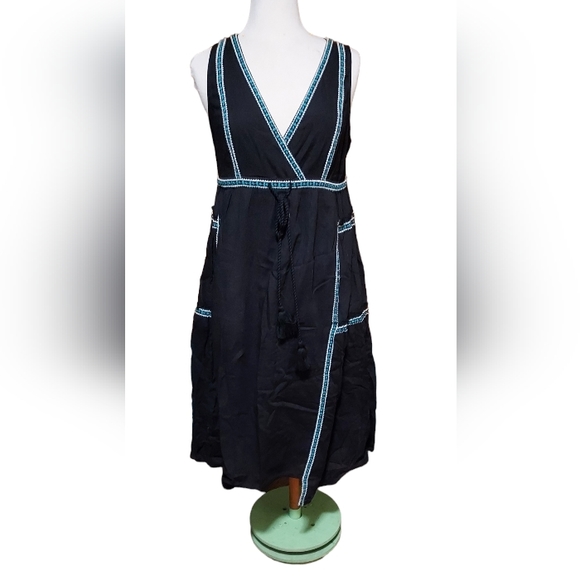 Sundance Dresses & Skirts - Sundance PS Midi Dress Tank Flowy Embroidered Black Blue Floral Plain Mo…